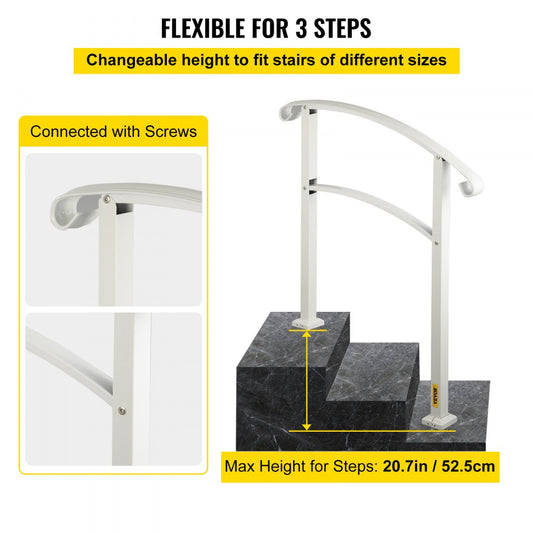 LTFS-3FTB Rustproof 3-Step Wrought Iron Outdoor Stair Railing
