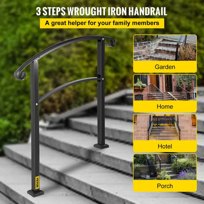 LTFS-3FTB - Outdoor 3-Step Wrought Iron Handrail for Safety