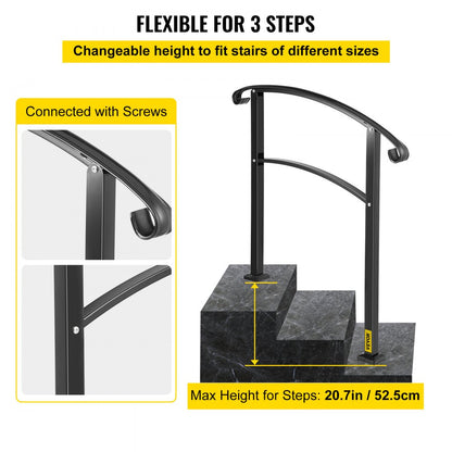 LTFS-3FTB - Outdoor 3-Step Wrought Iron Handrail for Safety