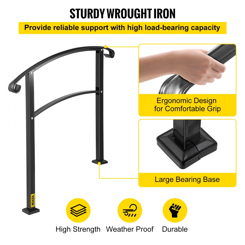 LTFS-3FTB - Outdoor 3-Step Wrought Iron Handrail for Safety