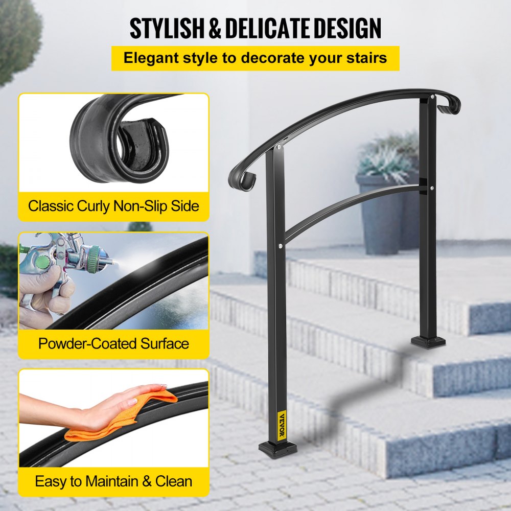 LTFS-3FTB - Outdoor 3-Step Wrought Iron Handrail for Safety
