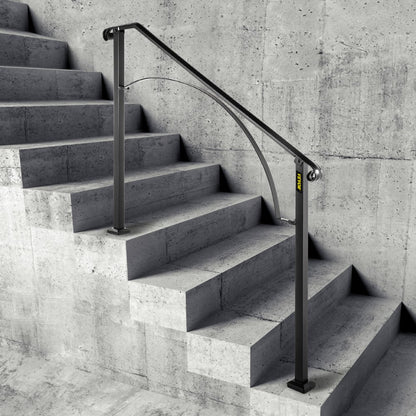 Arch#3 - Wrought Iron Handrail for 3-4 Steps, Rustproof Design