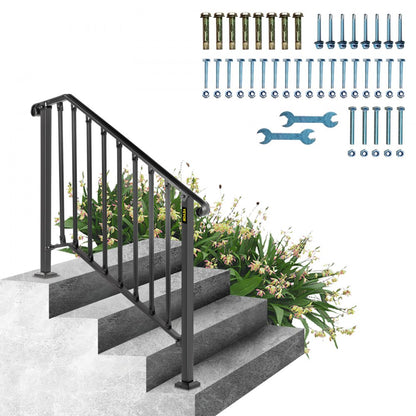 Picket#3 - Durable Wrought Iron Handrail for 3-4 Steps, Rustproof Design