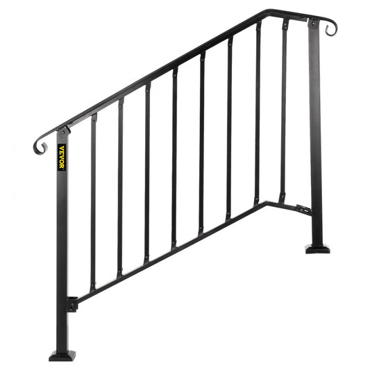 Picket#3 - Durable Wrought Iron Handrail for 3-4 Steps, Rustproof Design