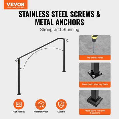 Arch#4 - Adjustable Wrought Iron Handrail for 4-5 Step Stairs