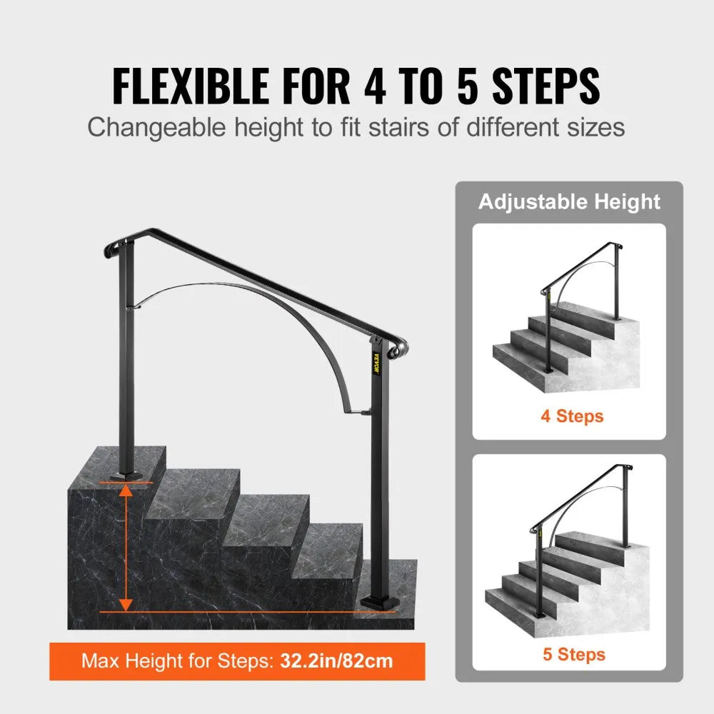 Arch#4 - Adjustable Wrought Iron Handrail for 4-5 Step Stairs