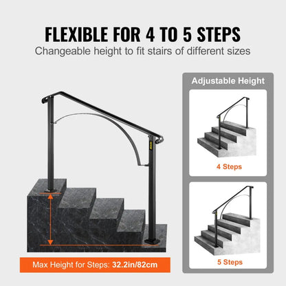 Arch#4 - Adjustable Wrought Iron Handrail for 4-5 Step Stairs