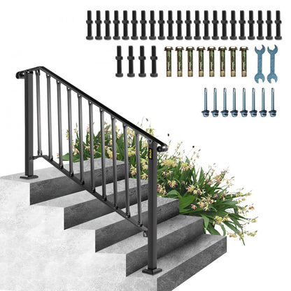Picket#4 - Durable Wrought Iron Handrail for 4-5 Steps, Rustproof Design