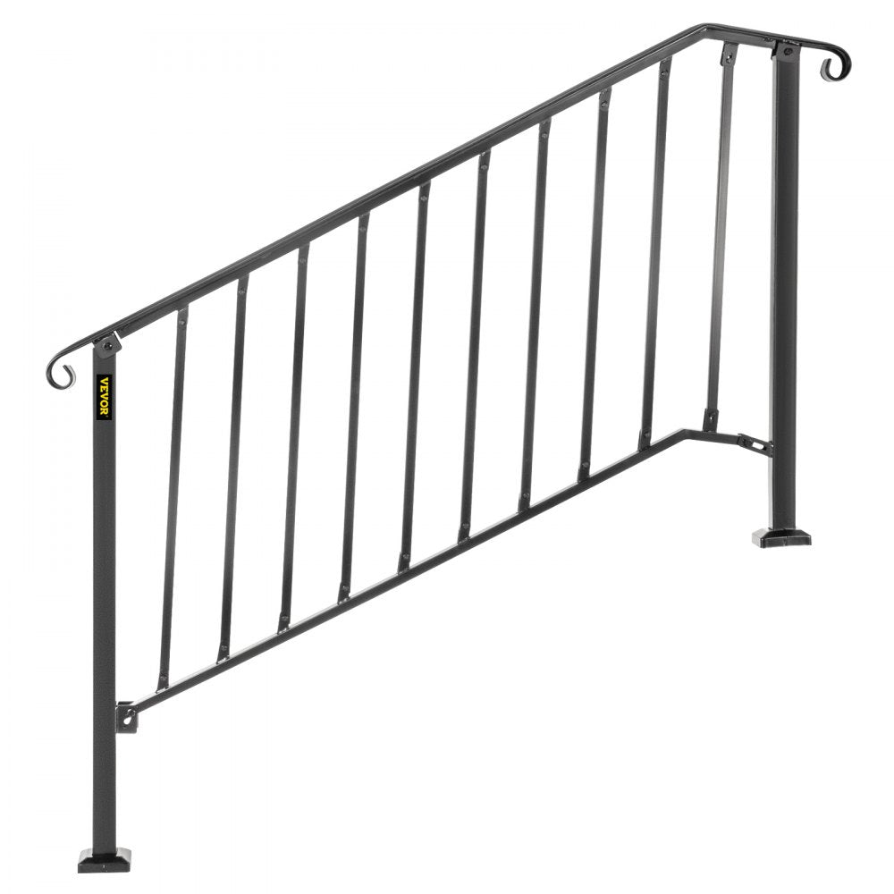 Picket#4 - Durable Wrought Iron Handrail for 4-5 Steps, Rustproof Design