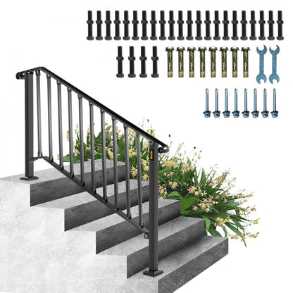Picket#4 - Durable Wrought Iron Handrail for 4-5 Steps, Rustproof Design