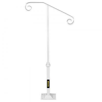 010873414291 - Stylish Wrought Iron Single Post Handrail for 1-2 Steps