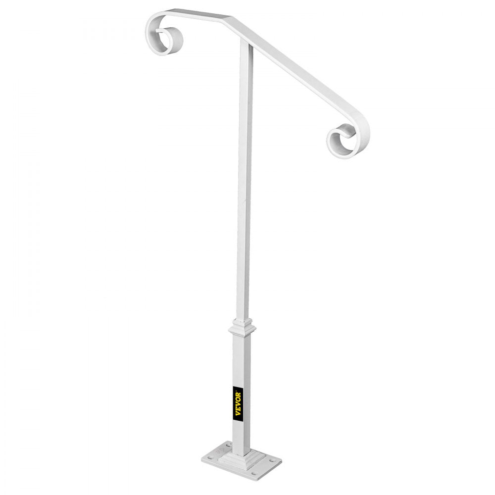 010873414291 - Stylish Wrought Iron Single Post Handrail for 1-2 Steps