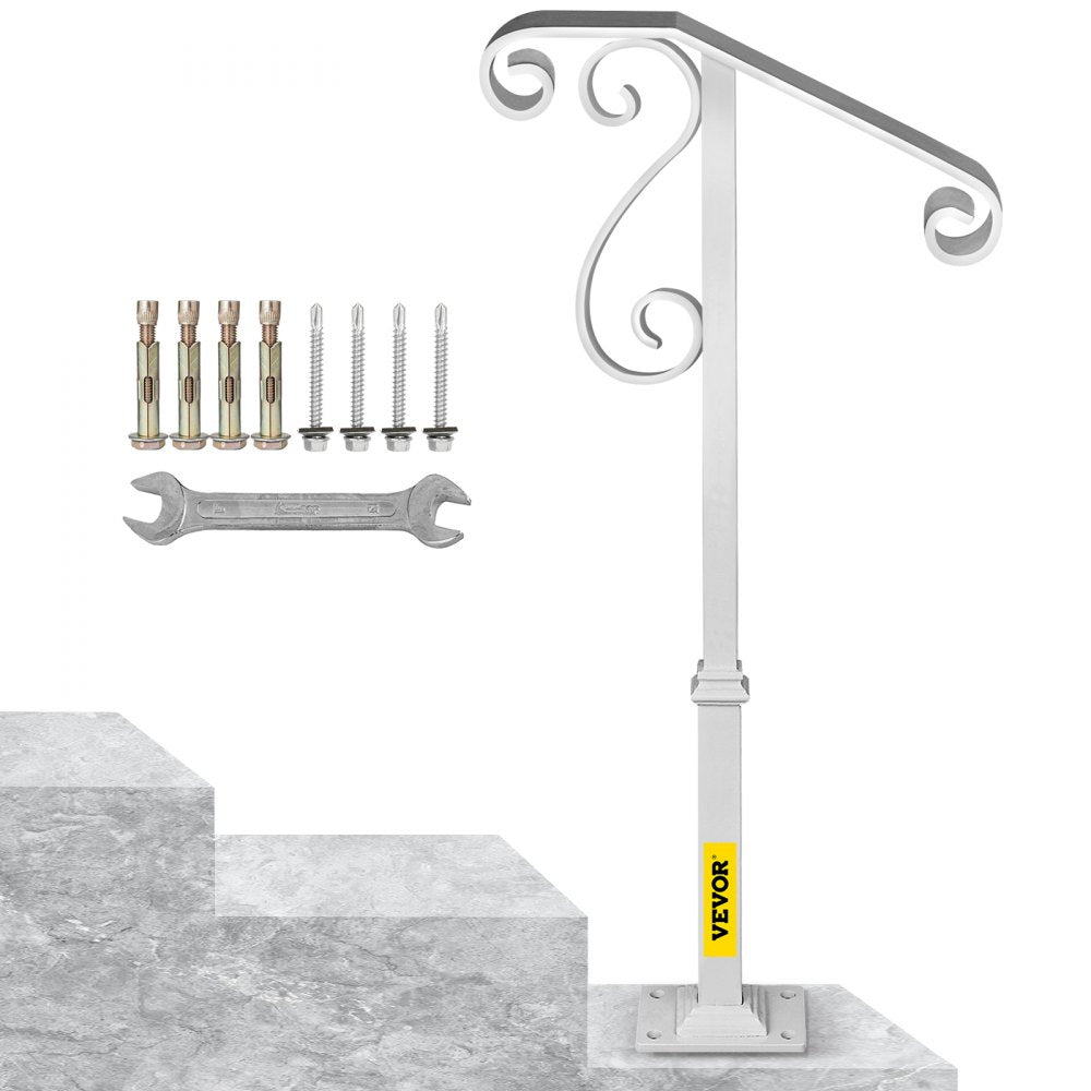 010368615635 - Stylish Single Post Wrought Iron Handrail for 1-2 Steps