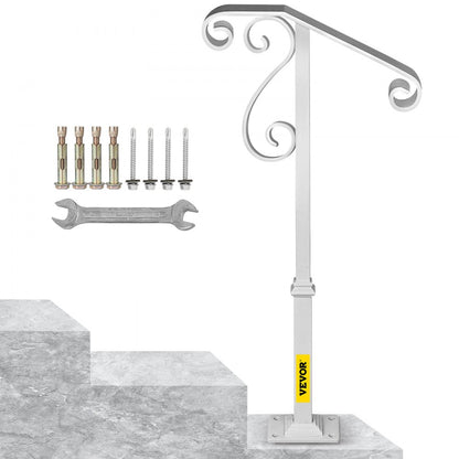 010368615635 - Stylish Single Post Wrought Iron Handrail for 1-2 Steps