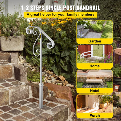 010138314230 - Wrought Iron Handrail for 1-2 Steps, Rustproof & Stylish