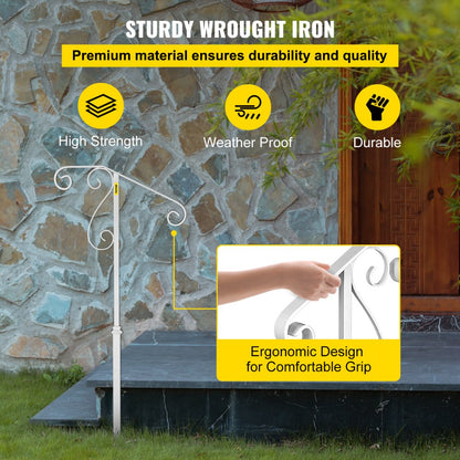 010138314230 - Wrought Iron Handrail for 1-2 Steps, Rustproof & Stylish