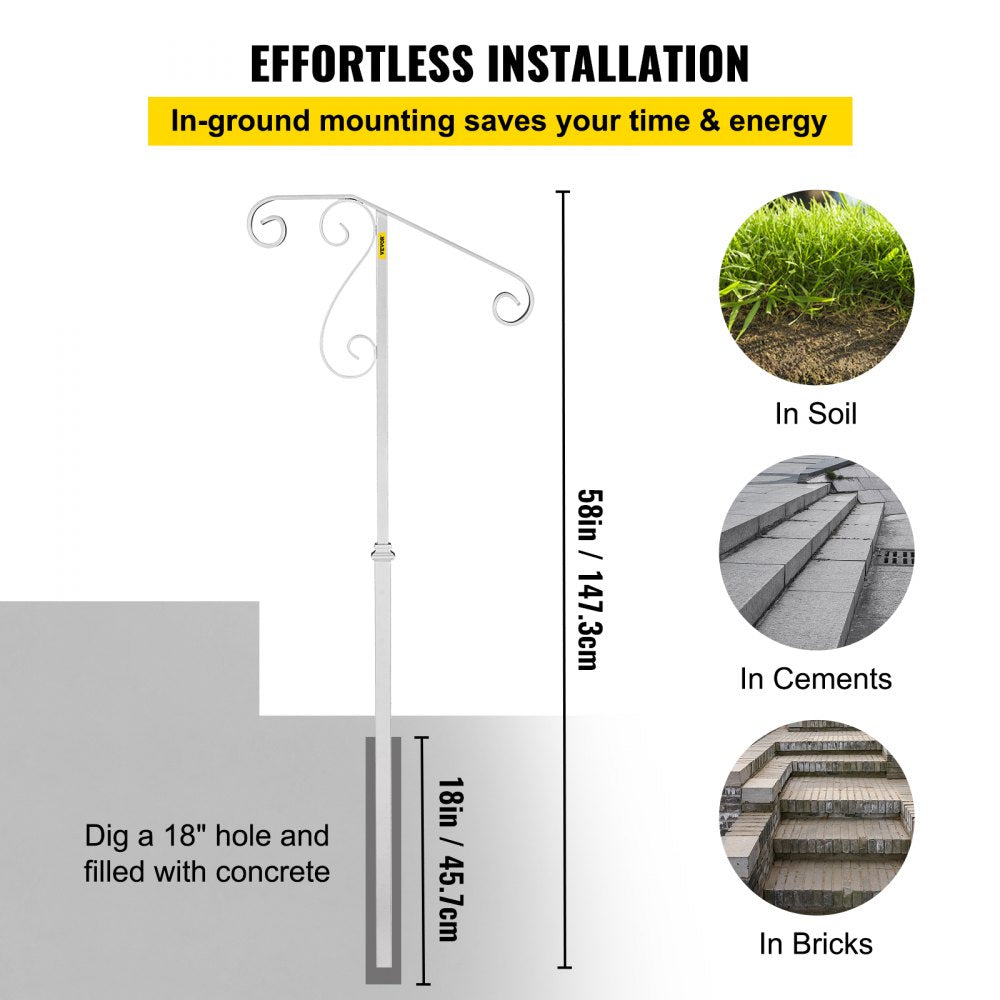 010138314230 - Wrought Iron Handrail for 1-2 Steps, Rustproof & Stylish
