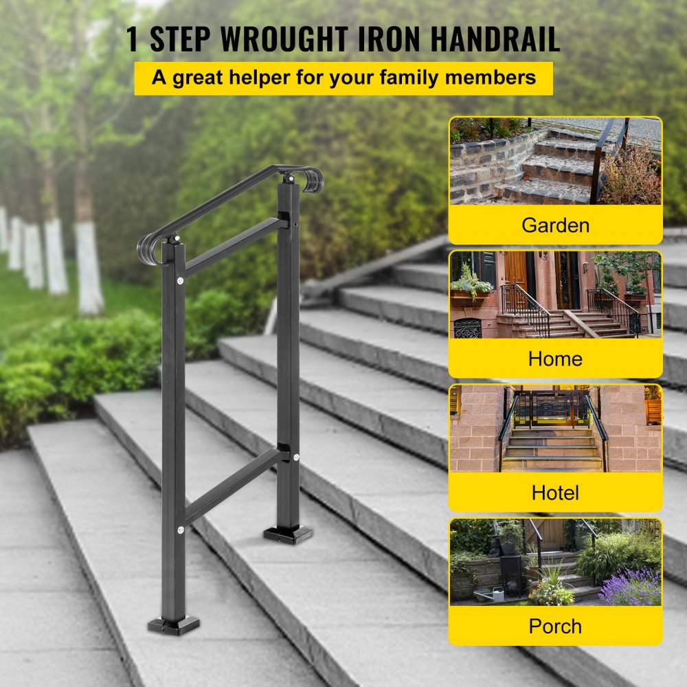 010145816451 - Elegant Wrought Iron Stair Handrail for Outdoor Steps ...