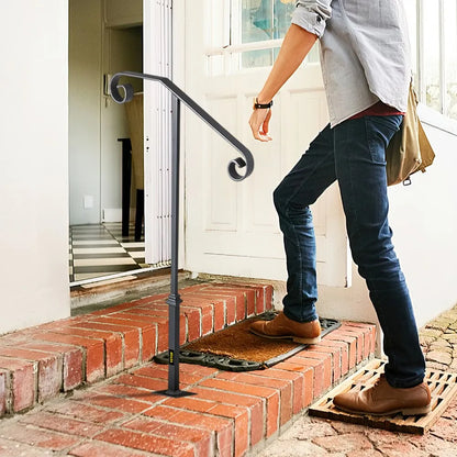 010505883143 - Wrought Iron Handrail for 1-2 Steps, Rustproof Design