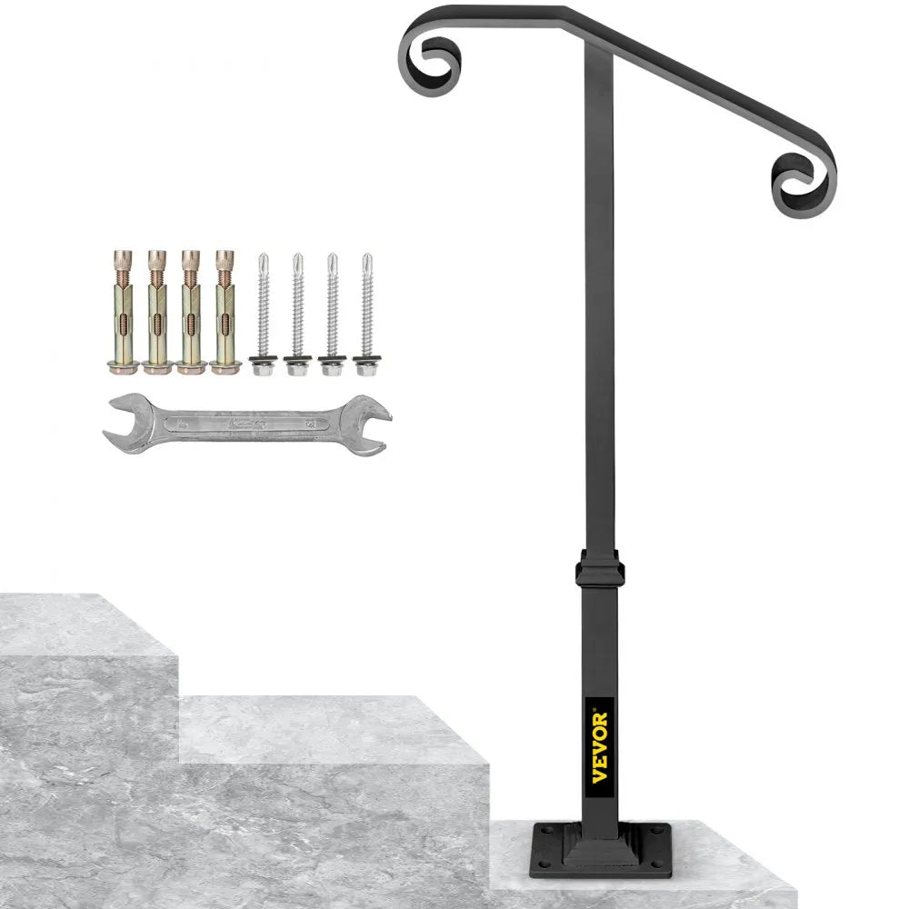 010505883143 - Wrought Iron Handrail for 1-2 Steps, Rustproof Design