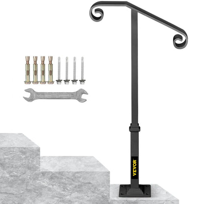 010505883143 - Wrought Iron Handrail for 1-2 Steps, Rustproof Design