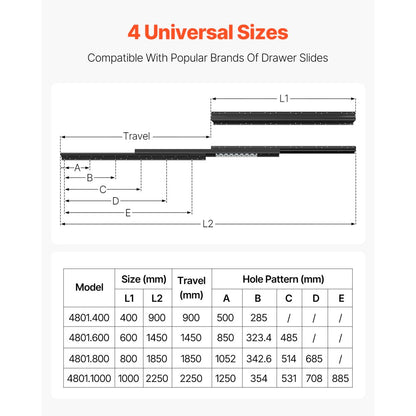 4801.400.BK - 16" Silent Undermount Drawer Slides for Stair Cabinets
