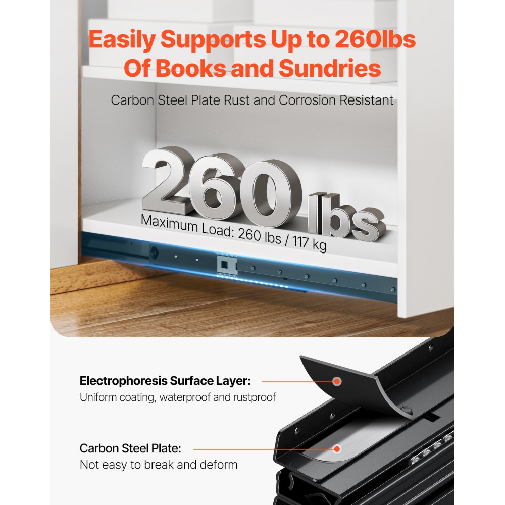 4801.400.BK - 16" Silent Undermount Drawer Slides for Stair Cabinets