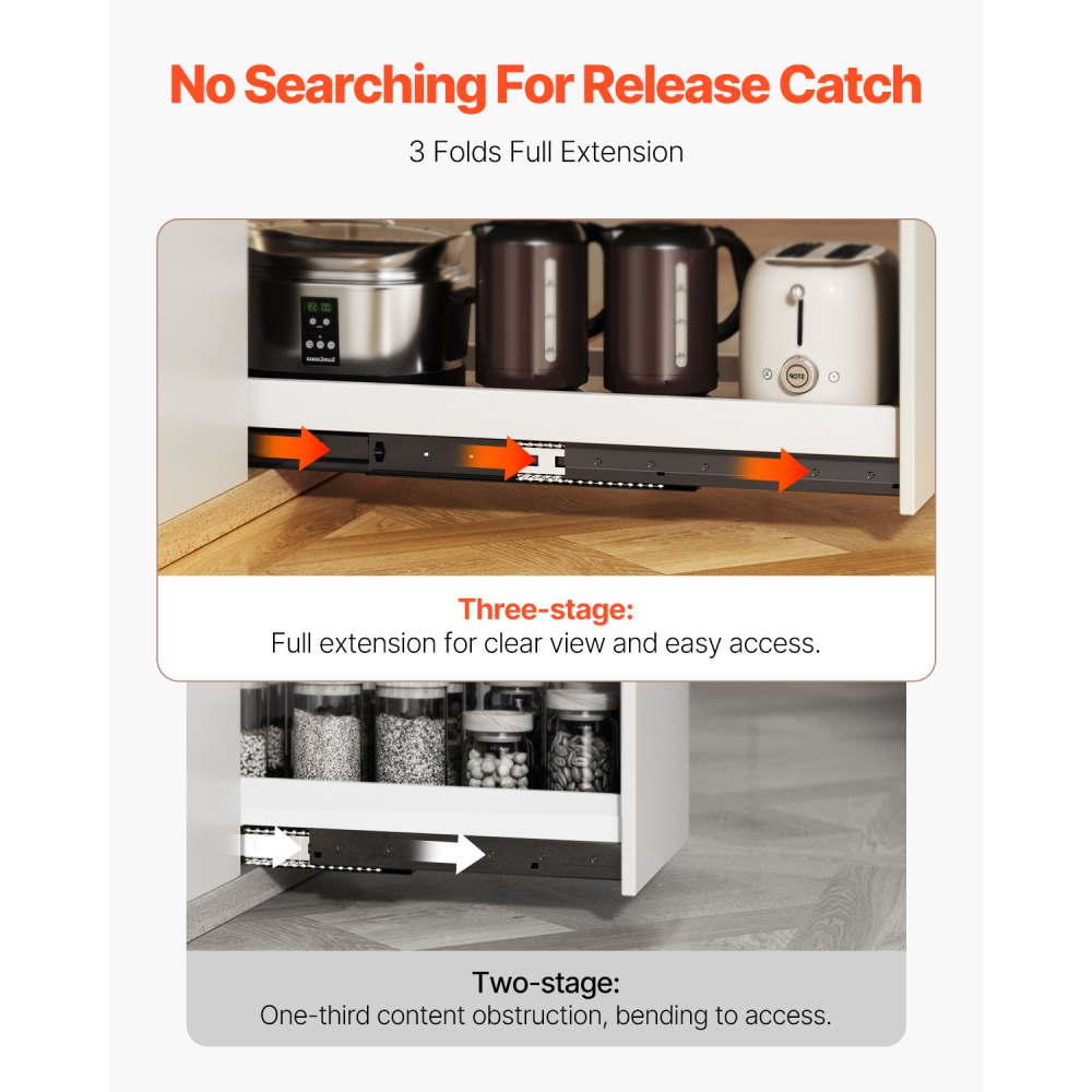 4801.600.BK - Heavy-Duty 24" Steel Drawer Slides with Full Extension