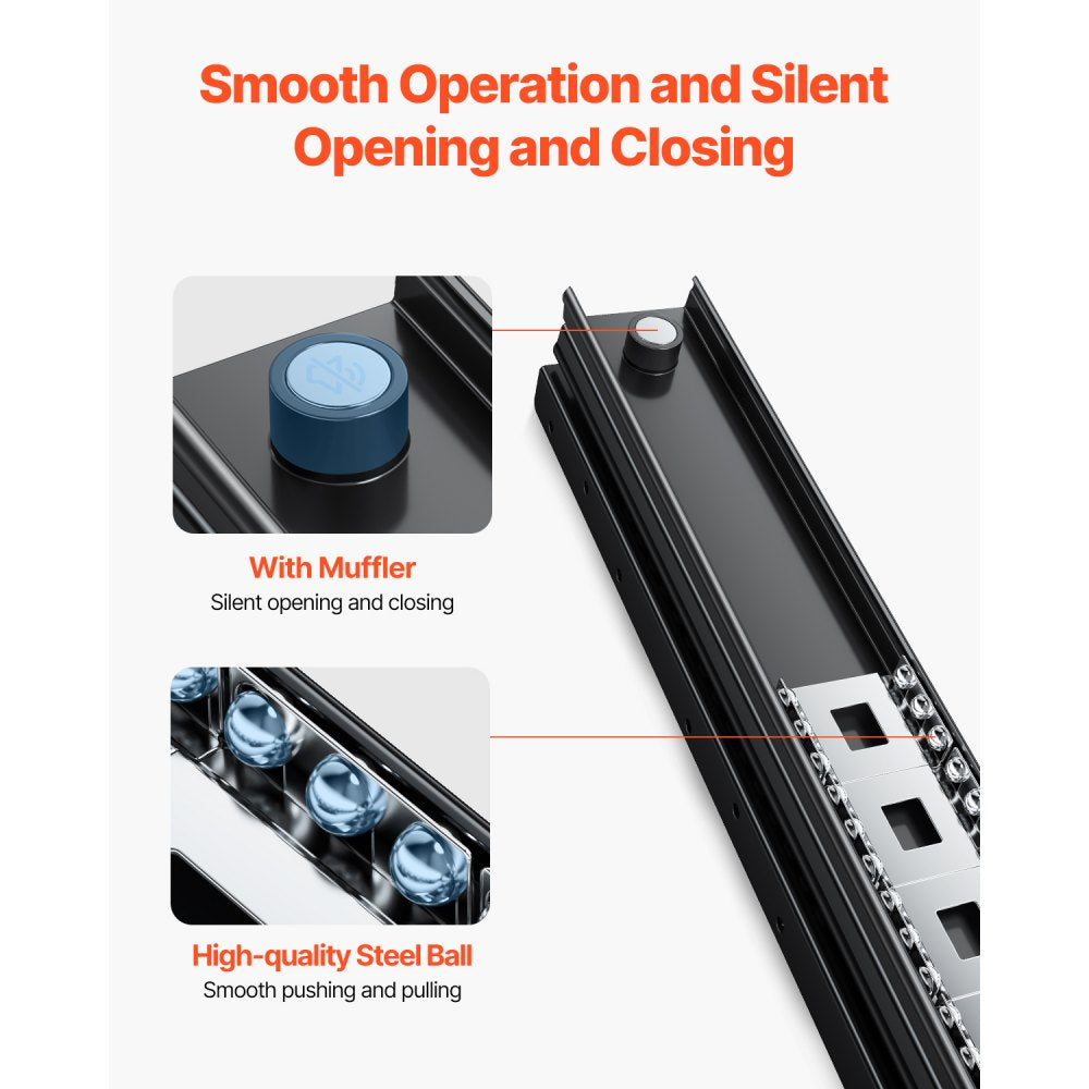 4801.800.BK - 32" Heavy-Duty Undermount Drawer Slides, 260lbs Capacity