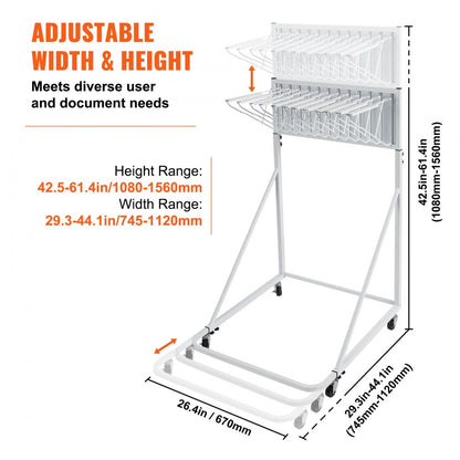 TFLT055 - Mobile Blueprint Rack for 1200 Sheets, Durable Steel & Lockable Casters