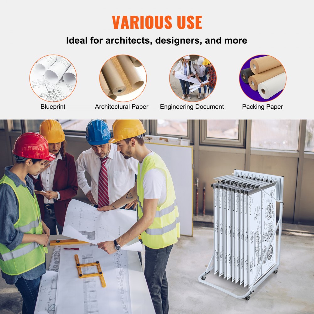 TFLT055 - Mobile Blueprint Rack for 1200 Sheets, Durable Steel & Lockable Casters