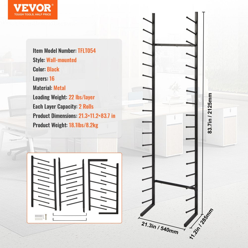 TFLT054 - 16-Tier Blueprint Storage Rack, Vertical Design 21.3" x 11.2"