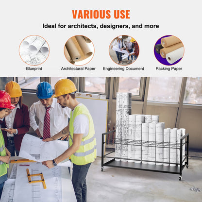 TFLT053 - 50-Slot Blueprint Rack, 3.5"x3.5" Slots, Mobile & Durable