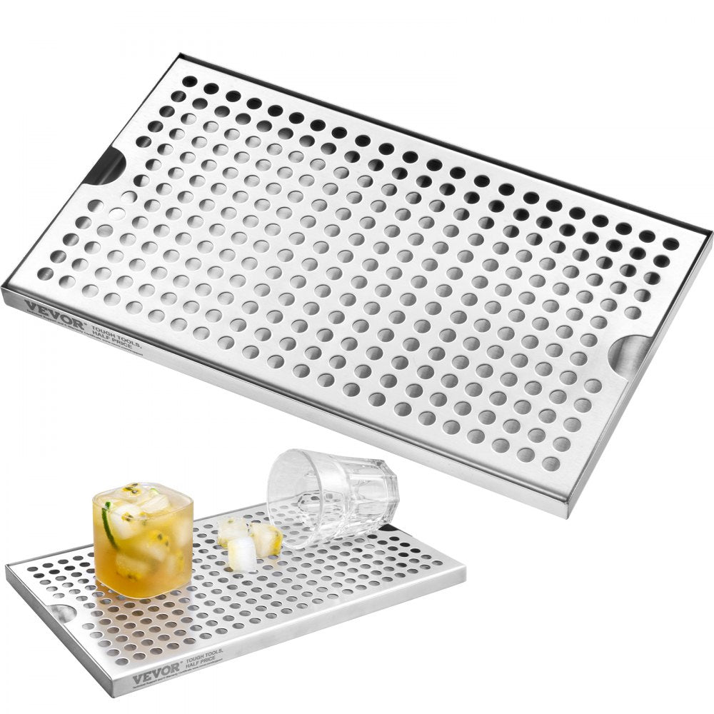 12"x7" Drip Tray - Stainless Steel Beer Tray with Anti-Slip Pads