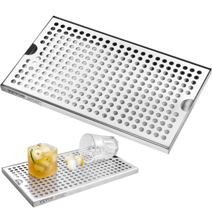 12"x7" Drip Tray - Stainless Steel Beer Tray with Anti-Slip Pads