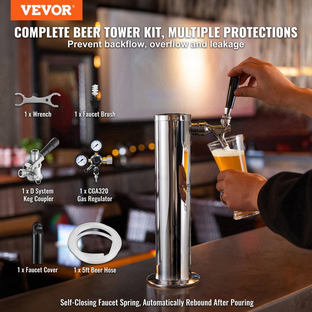 1TJZQBFPQGZ-D-US - Durable 304 Stainless Steel Kegerator Kit with Regulator