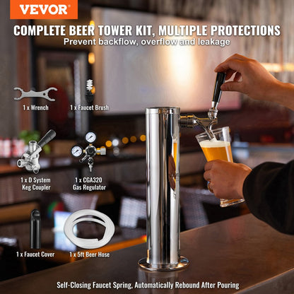 1TJZQBFPQGZ-D-US - Durable 304 Stainless Steel Kegerator Kit with Regulator
