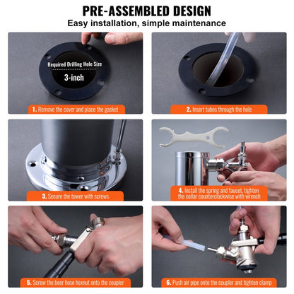 1TJZQBFPQGZ-D-US - Durable 304 Stainless Steel Kegerator Kit with Regulator