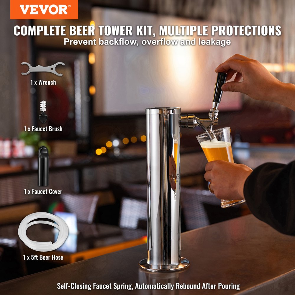 DTPJT - Stainless Steel Single Faucet Beer Tower for Parties & Events
