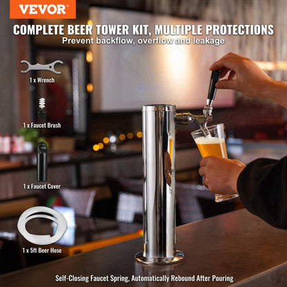 DTPJT - Stainless Steel Single Faucet Beer Tower for Parties & Events