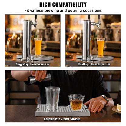 U drip tray - Polished 11.81" x 7.09" Stainless Steel Beer Drip Tray