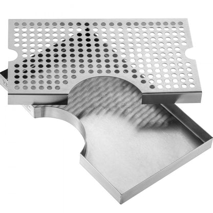 U drip tray - Polished 11.81" x 7.09" Stainless Steel Beer Drip Tray