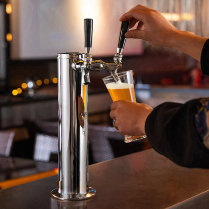 2TJZQBFPQGZ-D-US - Dual Tap Stainless Steel Kegerator Tower Kit for Home & Bar