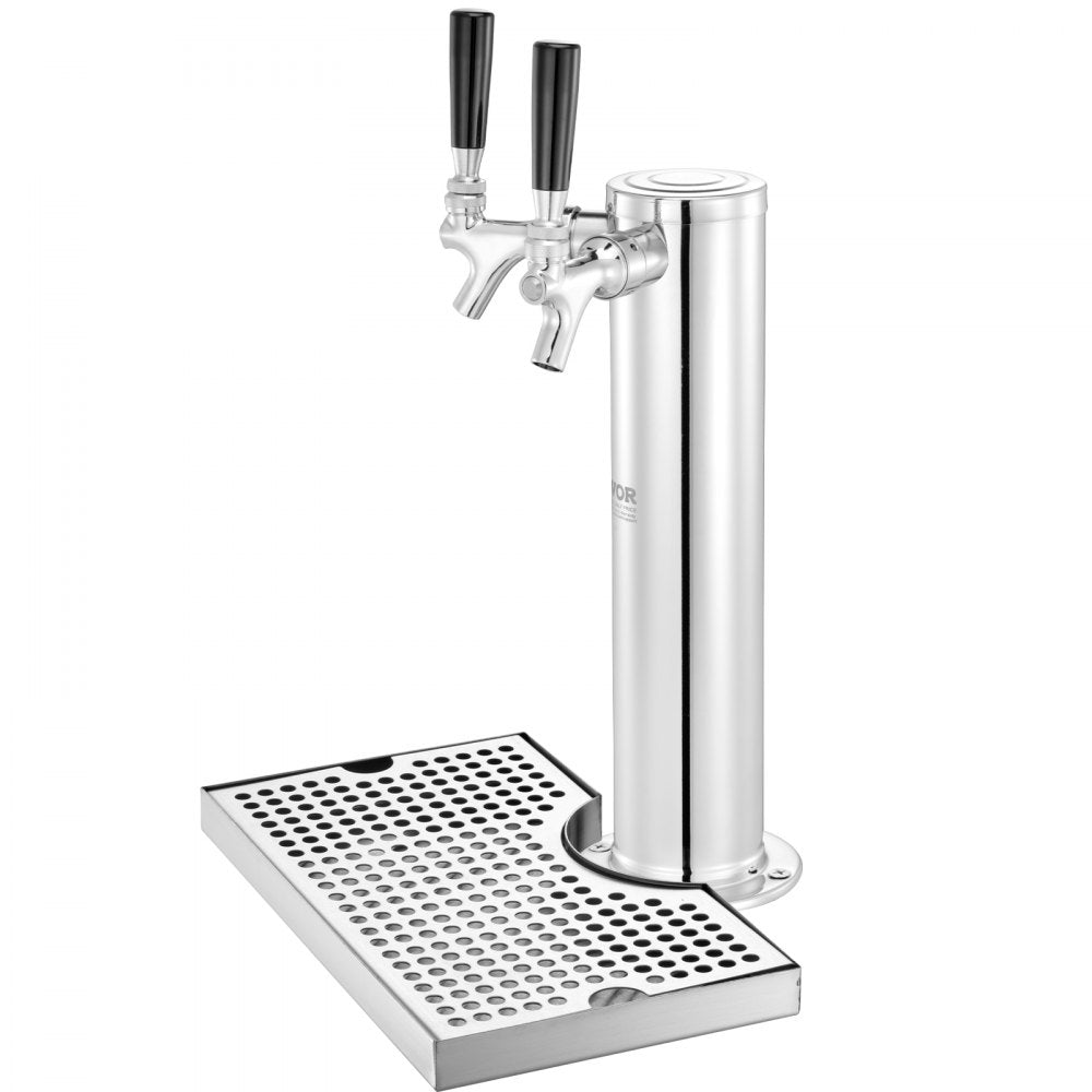 2TJZQBFPQGZDSP-D-US - VEVOR Dual-Tap Kegerator Tower with Stainless Steel Drip Tray