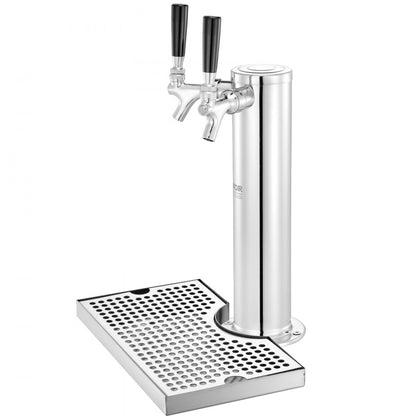 2TJZQBFPQGZDSP-D-US - VEVOR Dual-Tap Kegerator Tower with Stainless Steel Drip Tray