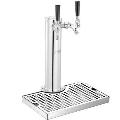 2TJZQBFPQGZDSP-D-US - VEVOR Dual-Tap Kegerator Tower with Stainless Steel Drip Tray