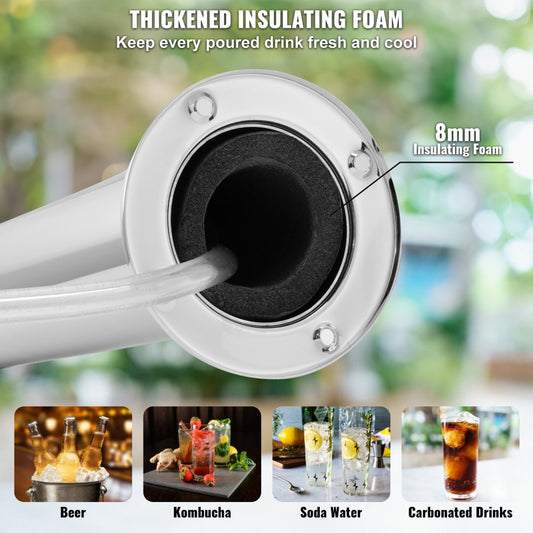 2TJZ - Dual Tap Stainless Steel Beer Tower with Insulation and Hoses