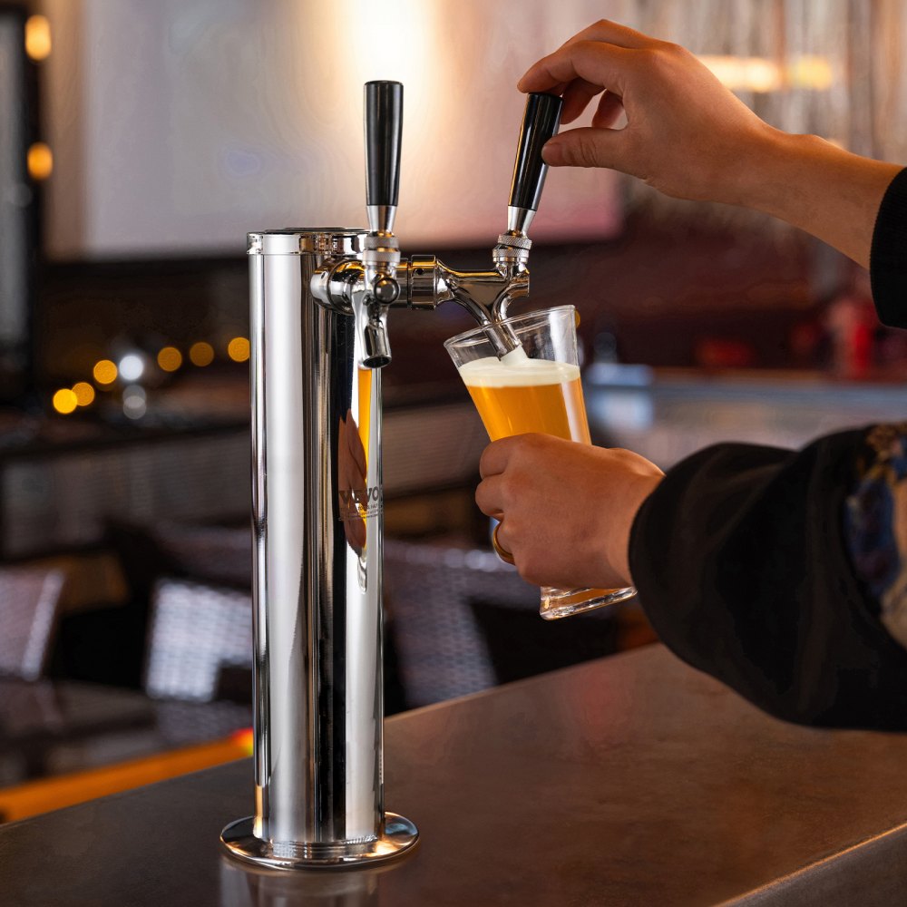 2TJZ - Dual Tap Stainless Steel Beer Tower with Insulation and Hoses