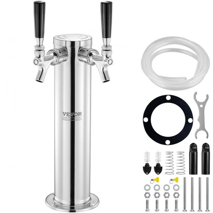 2TJZ - Dual Tap Stainless Steel Beer Tower with Insulation and Hoses