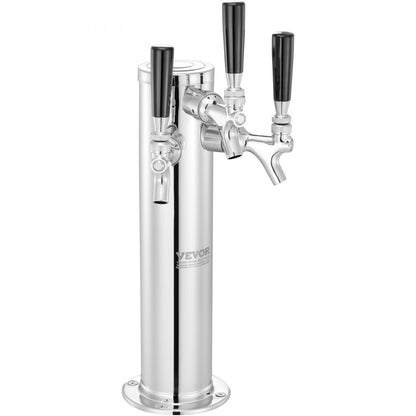 3TJZ - VEVOR Stainless Steel Triple Tap Draft Beer Dispenser for Home & Commercial Use